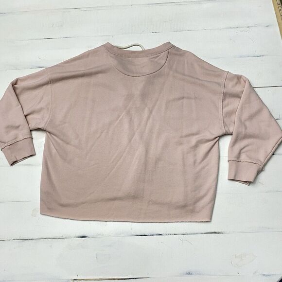Aerie Sunday Soft Lace Up sweatshirt Pink Women's Medium High Low Raw Hem - Picture 8 of 12